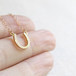 Gold Horseshoe Necklace Tiny Horseshoe Necklace image 3