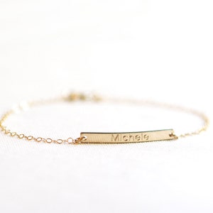 Name Bar Bracelet 14kt Gold Fill or Sterling Silver Personalized Bar Bracelet image 3