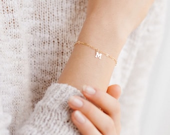 Mini Gold Initial Bracelet | Tiny Initial Bracelet Gold | Personalized Bracelet