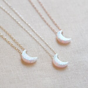 Crescent Moon Necklace Opal and Gold Moon Necklace image 2