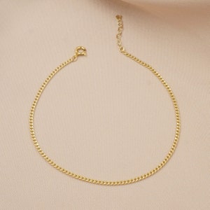 Curb Chain Anklet, Gold Chain Anklet, Thin Gold Anklet, 14kt Gold Filled, Water Proof image 4
