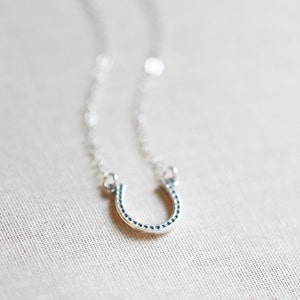 Silver Horseshoe Necklace Tiny Horseshoe Necklace image 3