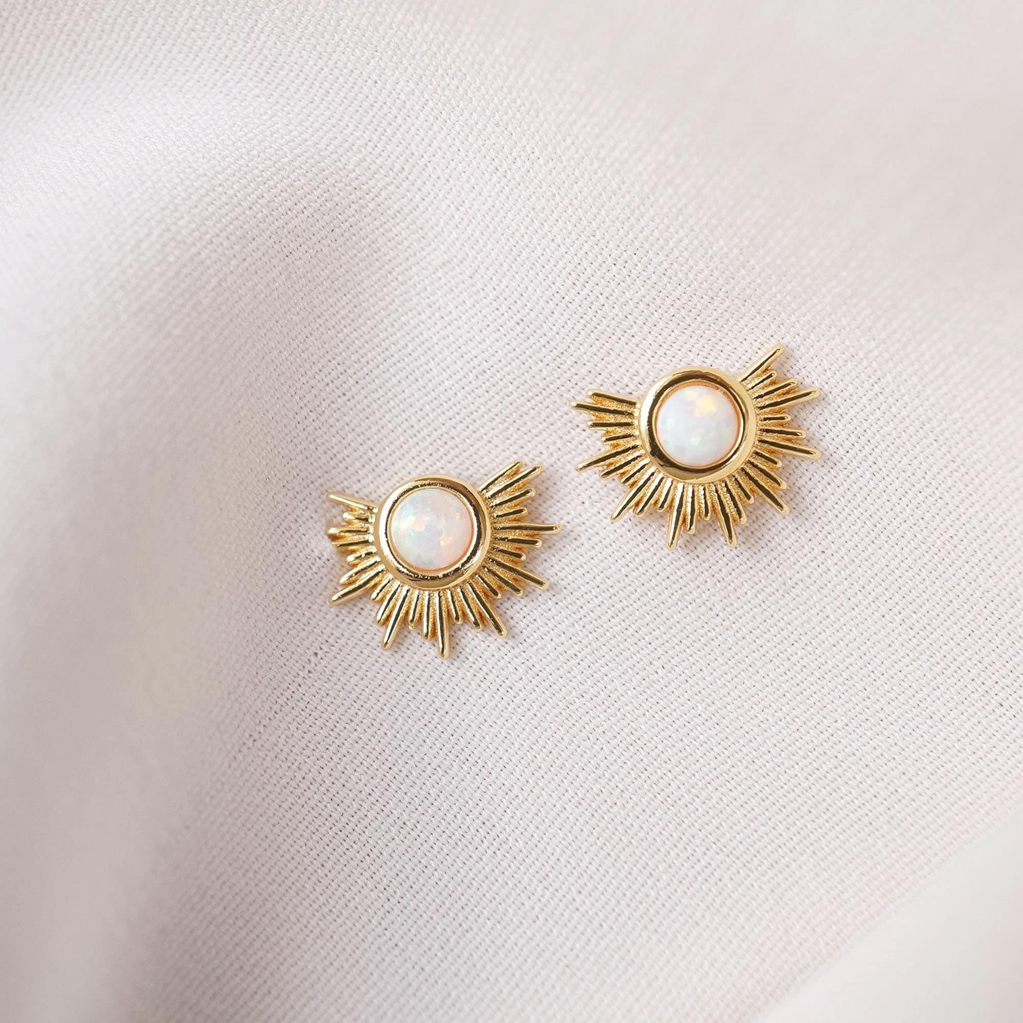 Opal Stud Earrings, Gold and Opal Earrings, Everyday Stud Earrings