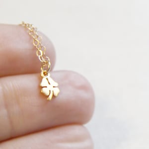 Four Leaf Clover Bracelet Tiny Lucky Charm Bracelet in Gold or Silver image 4