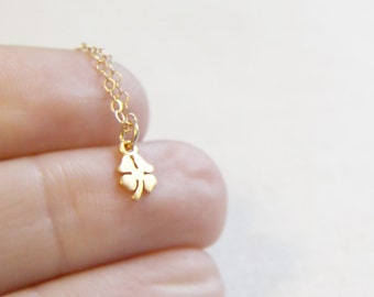 Four Leaf Clover Necklace | Tiny Lucky Charm Necklace in Gold or Silver
