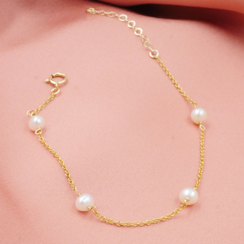Modern Pearl Bracelet 14kt Gold Filled or Sterling Silver Freshwater Pearls image 2