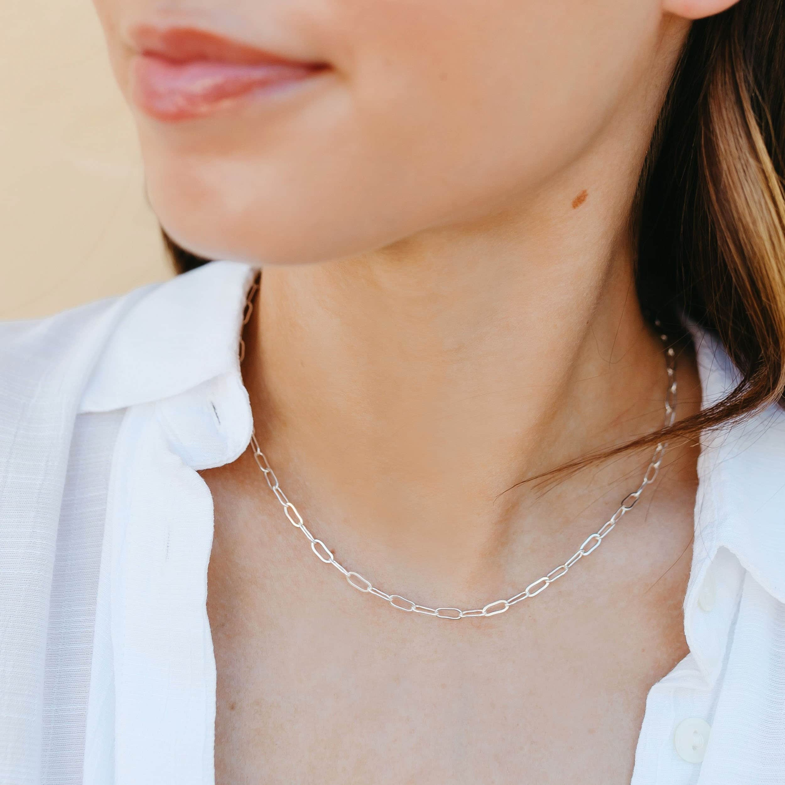 Small Paperclip Chain Necklace in Sterling Silver