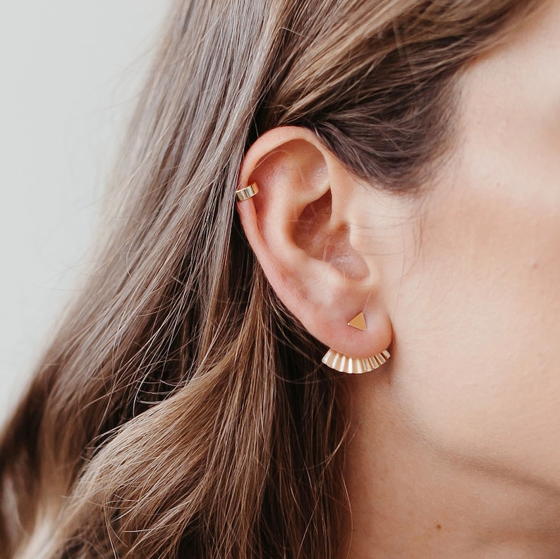 Ear Jackets Gold Statement Earrings Triangle Earrings Etsy