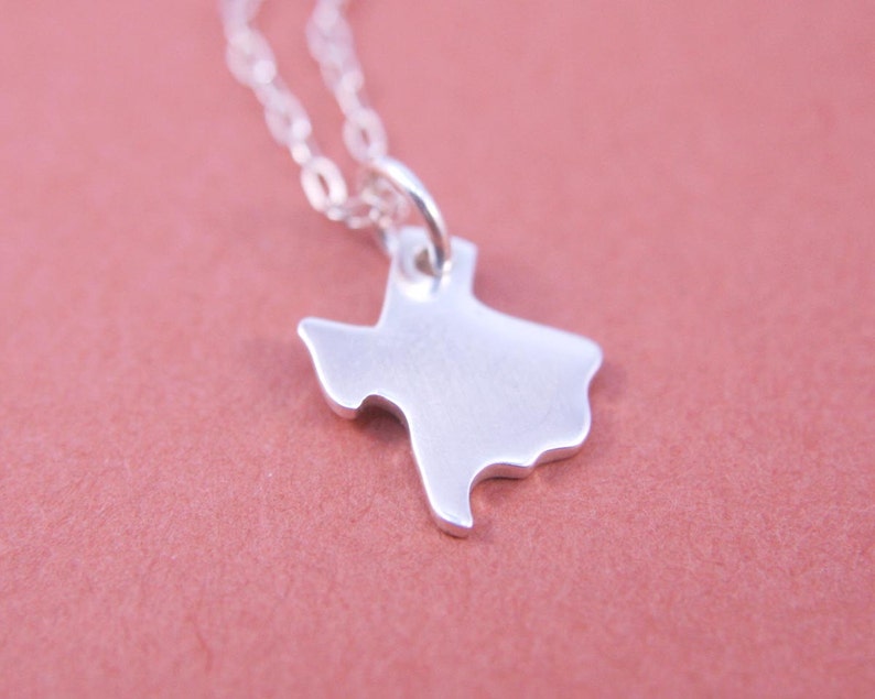 Silver Texas Necklace Sterling Silver Texas State Charm Necklace Texas Jewelry image 4