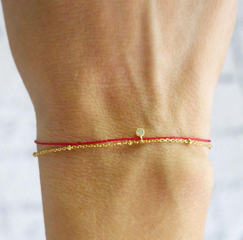 Red string bracelet Simple bracelet Goodluck bracelet image 1