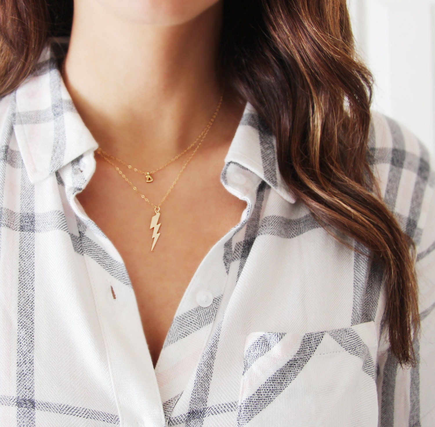 Lightning Bolt Necklace 14kt Gold 