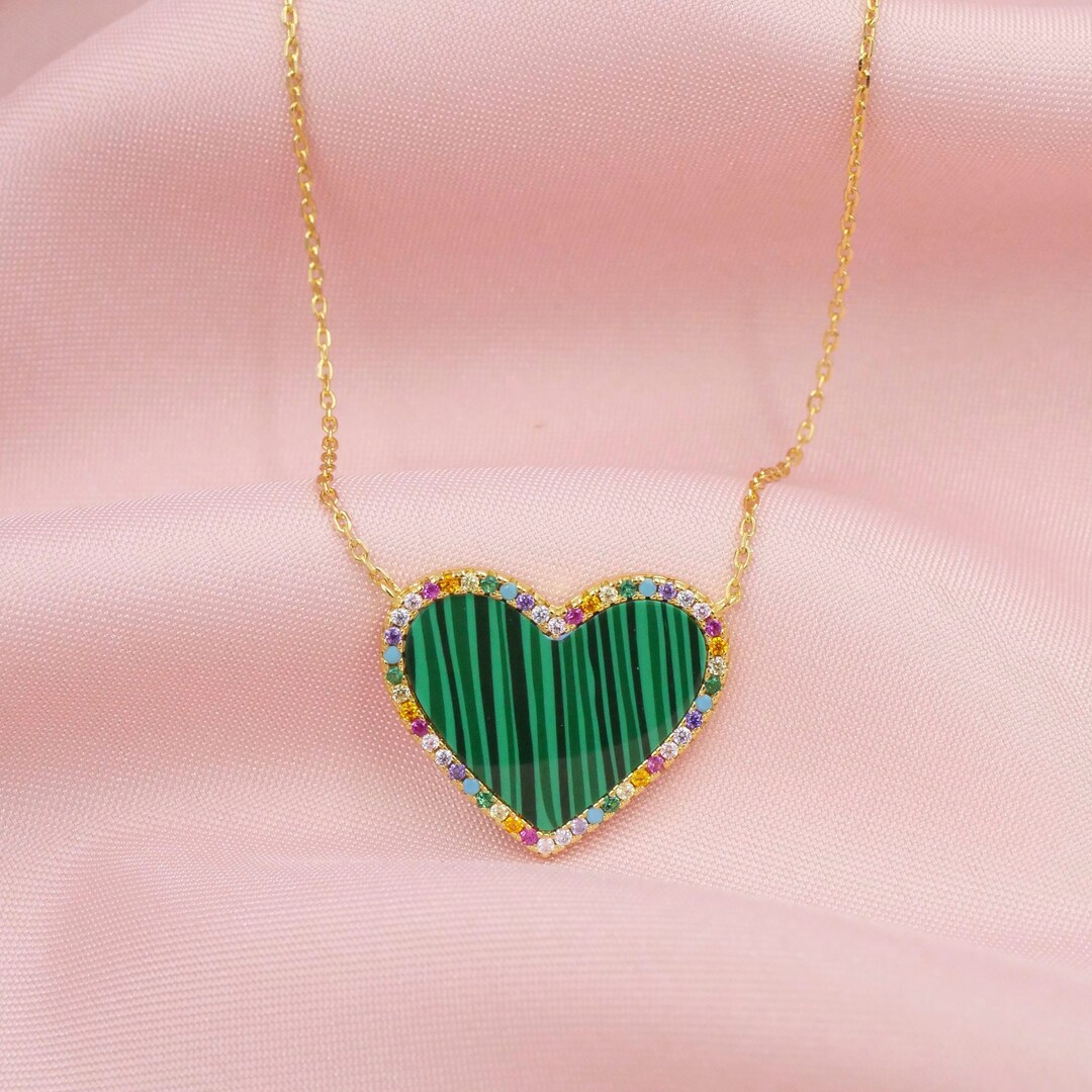 Audrey Heart Necklace -  Malachitge main image 1