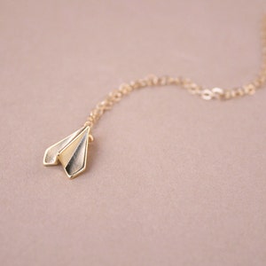 Tiny Gold Paper Airplane Necklace image 3