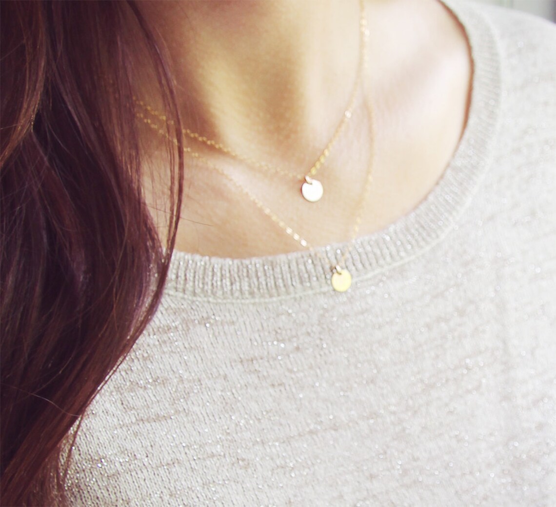 Gold Dot Necklace Set 14kt Gold Filled Gold Disc Layered Etsy