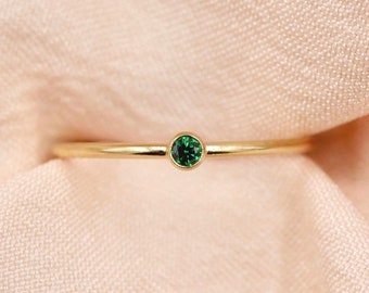 May Birthstone Ring, 14kt Gold Filled or Sterling Silver, Emerald Birthstone Ring, Dainty Birthstone Ring