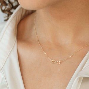 Tiny Infinity Necklace Sterling Silver or 14kt Gold Filled