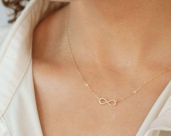 Kleine oneindigheidsketting sterlingzilver of 14kt gold filled