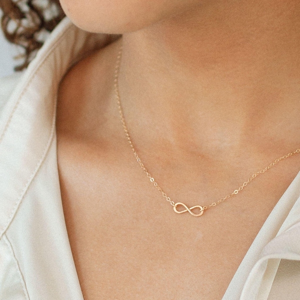Tiny Infinity Necklace Sterling Silver or 14kt Gold Filled