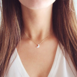 Crescent Moon Necklace | Opal and Gold Moon Necklace