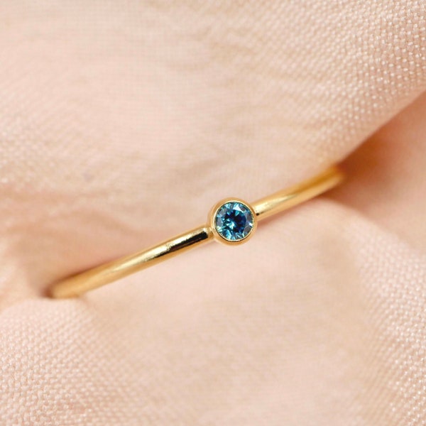 December Birthstone Ring, 14kt Gold Filled or Sterling Silver, Blue Topaz Birthstone Ring, Dainty Birthstone Ring