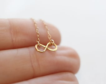 Tiny Infinity Necklace Sterling Silver or 14kt Gold Filled