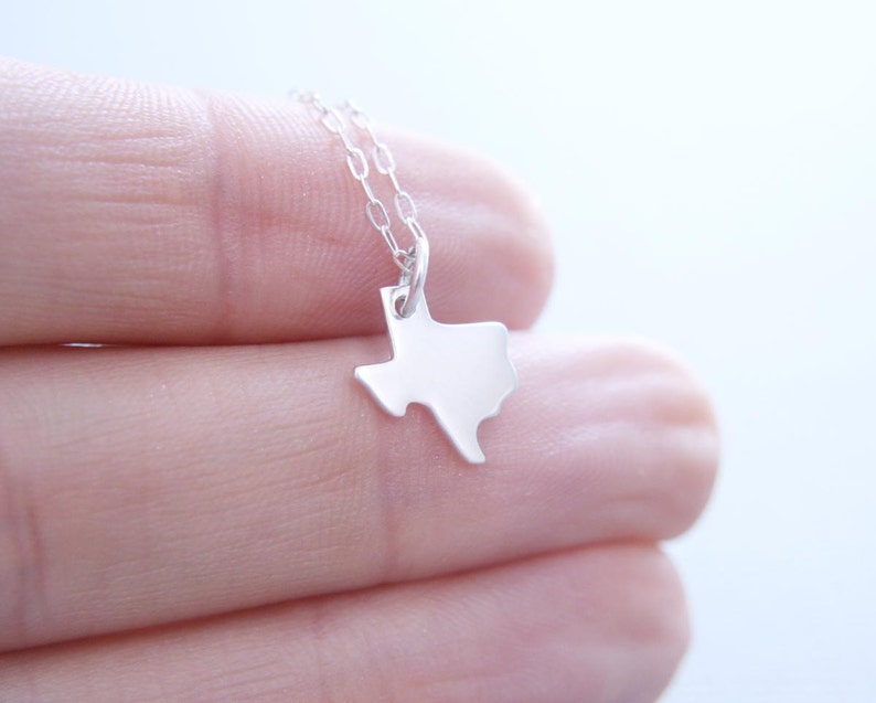 Silver Texas Necklace Sterling Silver Texas State Charm Necklace Texas Jewelry image 3