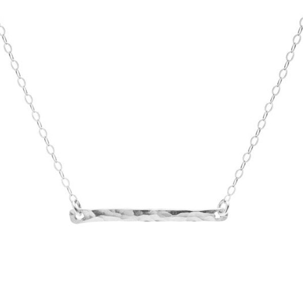 Sterling Silver Bar Necklace | Hammered Finish | Delicate Necklace