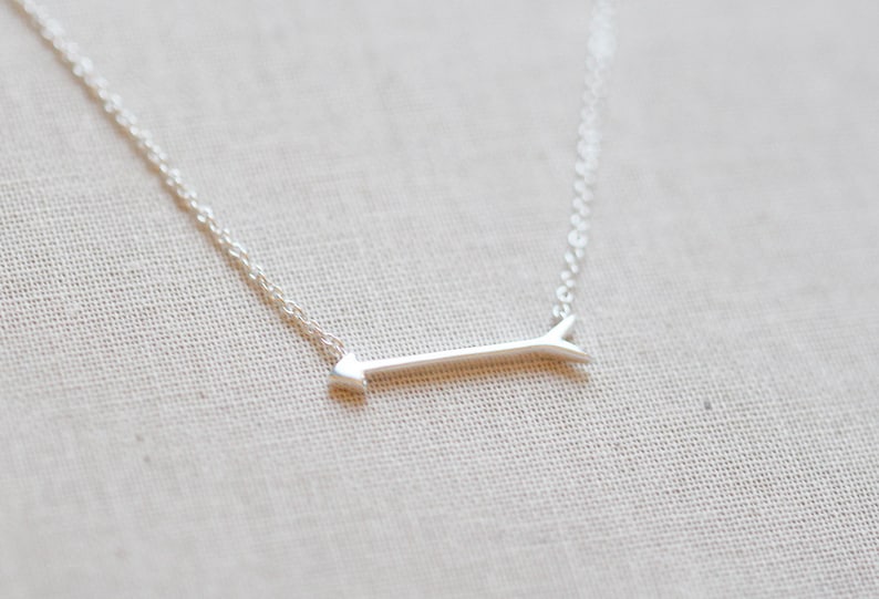 Silver Arrow Necklace Sterling Silver Sideways Arrow Necklace image 6