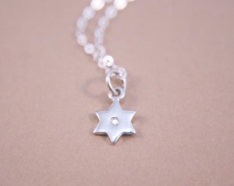 Star of David Necklace Sterling Silver with Diamond