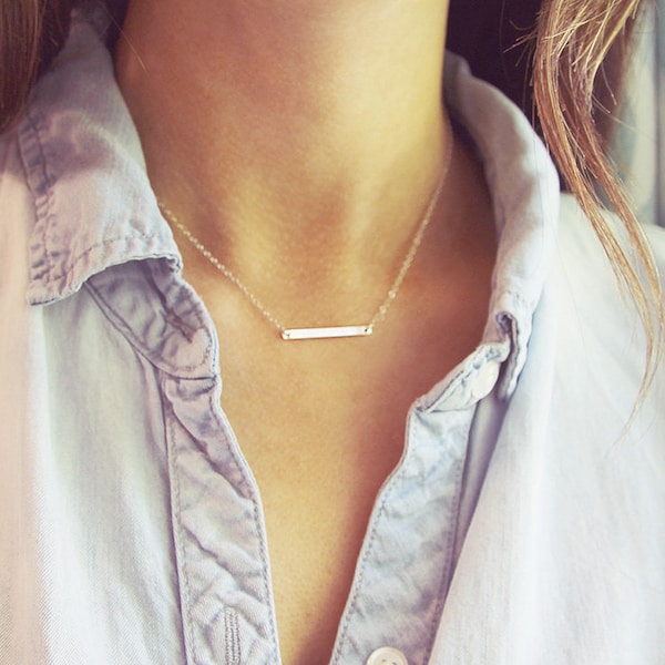 Silver Bar Necklace | Sterling Silver Bar Necklace | Simple Dainty Silver Jewelry