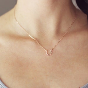 Rose Gold Horseshoe Necklace | Tiny Horseshoe Necklace | 14kt Rose Gold Filled