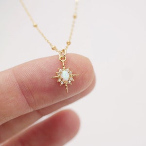 Northstar Opal Necklace | Opal and Gold Necklace | Dainty Star Necklace image 7