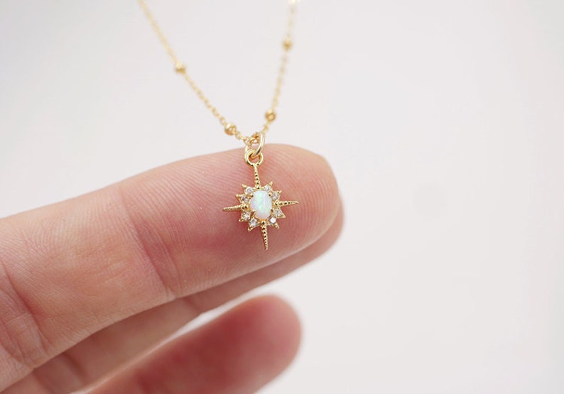 Northstar Opal Necklace | Opal and Gold Necklace | Dainty Star Necklace image 7