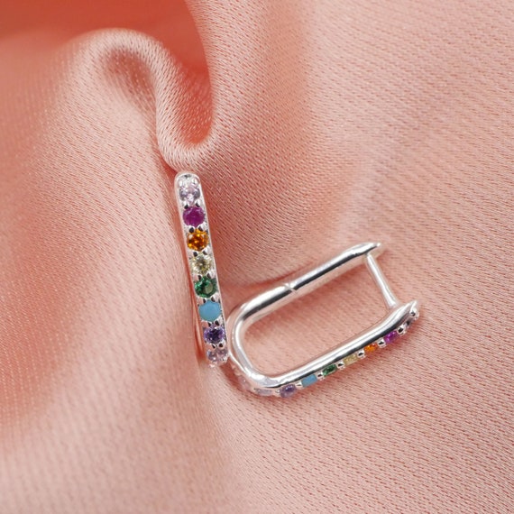 Rainbow pave 2024 huggie hoops