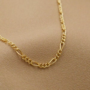 Gold Figaro Chain Necklace, Dainty Figaro Chain, 14kt Gold Filled, Gold Layering Chain