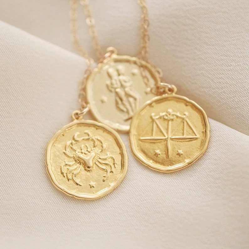 Gold coin zodiac necklace Clearance