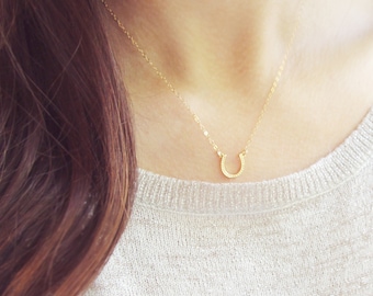 Gold Horseshoe Necklace | Tiny Horseshoe Necklace