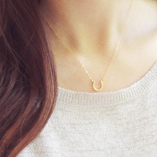 Delight Jewelry Domed PT Horseshoe 3 Bead Necklace Delight Jewelry Domed PT Horseshoe 3 Bead Necklace
