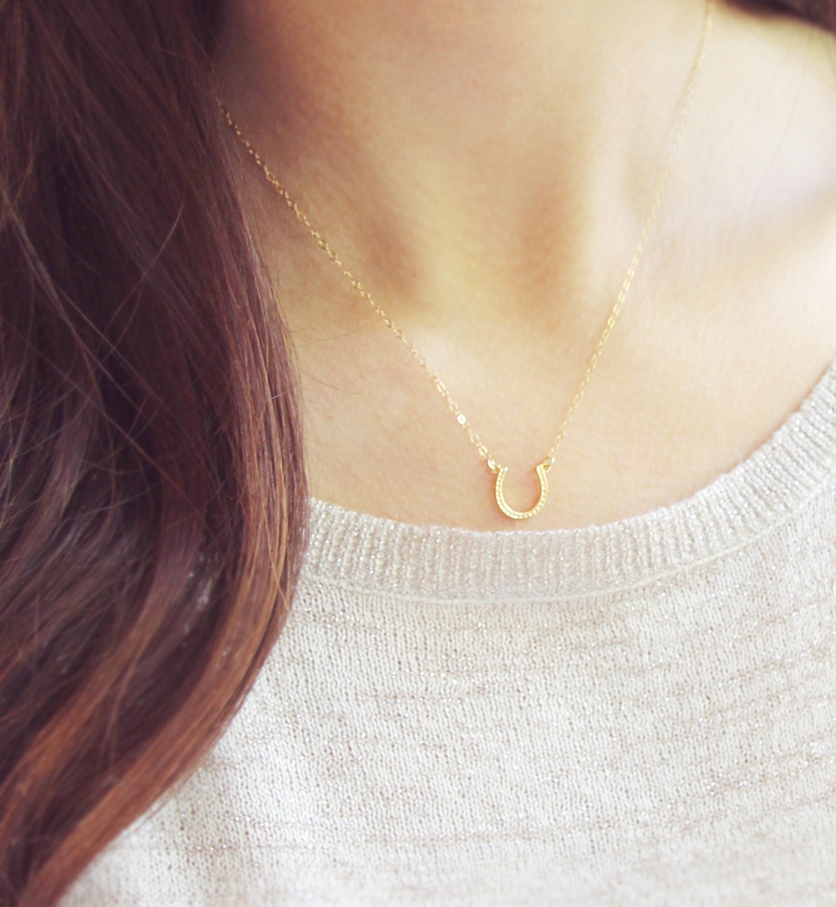Gold Horseshoe Necklace | Tiny Horseshoe Necklace – Dainty Mood