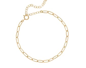 Bracelet chaîne trombone rempli d'or 14 carats : maillon réglable, étanche