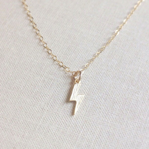 Tiny Gold Lightning Bolt Necklace