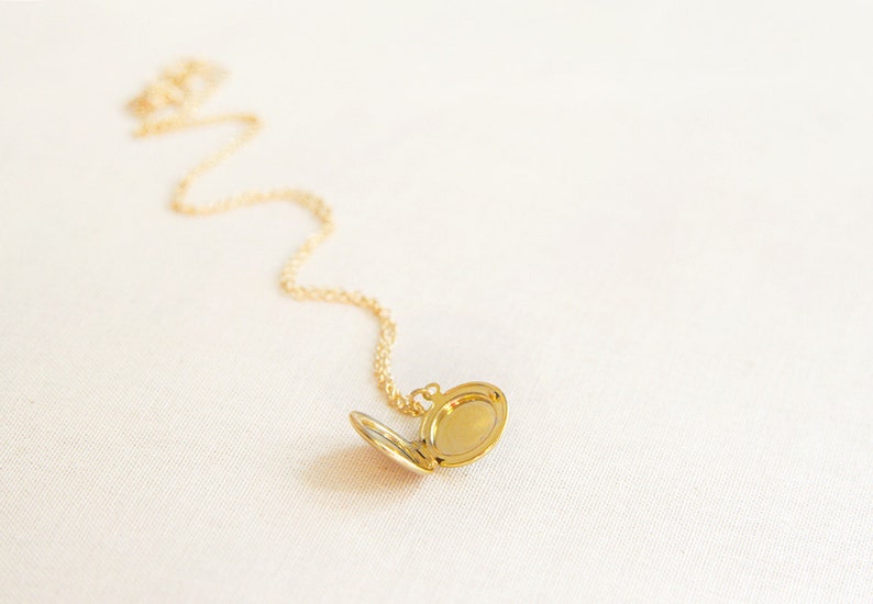 Tiny Gold Locket Necklace on Delicate 14kt Gold Filled Chain Etsy