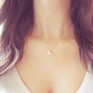 Tiny Rose Gold Moon Necklace image 1