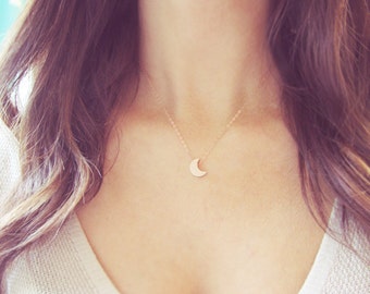 Tiny Rose Gold Moon Necklace