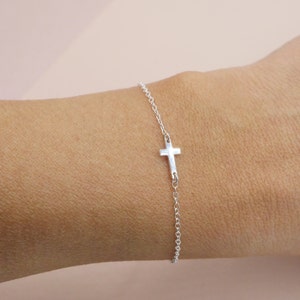 Mini Sideways Cross Bracelet Sterling Silver