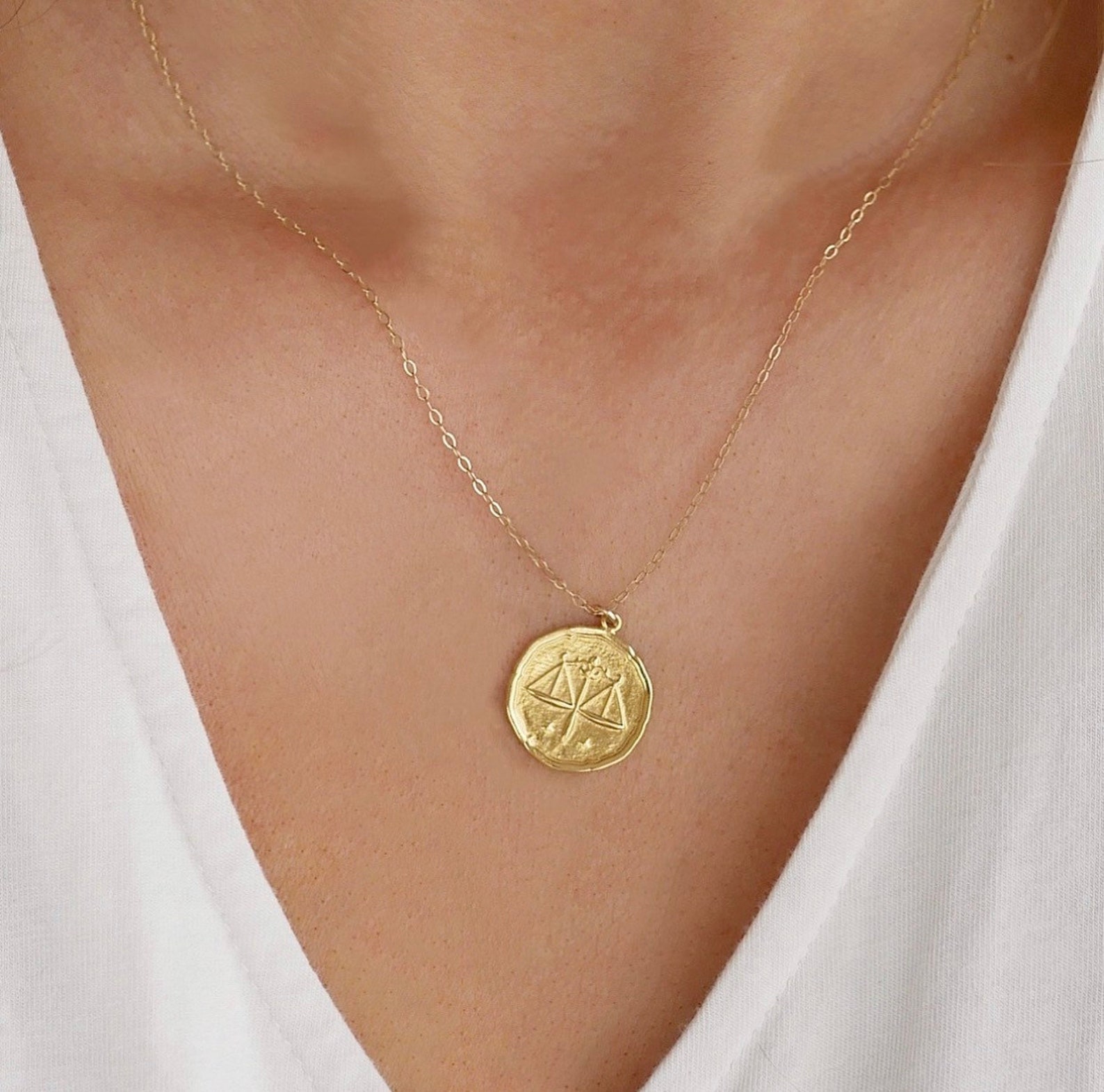 Zodiac coin pendant necklace Clearance