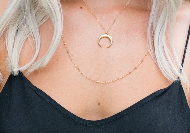Gold Satellite Necklace 14kt Gold Filled or Sterling Silver Dainty Layering Necklace image 4