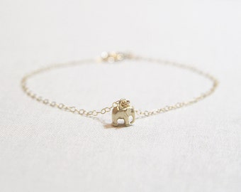 Gold Elephant Bracelet | Elephant Jewelry | 14kt Gold Filled or Sterling Silver