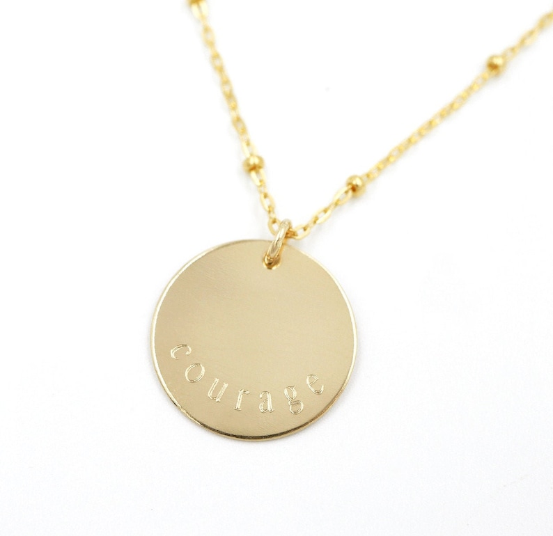 Personalized Disc Necklace Gold Disc Necklace Custom Name Etsy