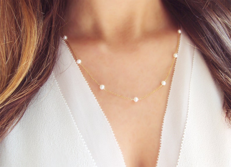 Modern Pearl Necklace 14kt Gold Filled OR Sterling Silver - Etsy